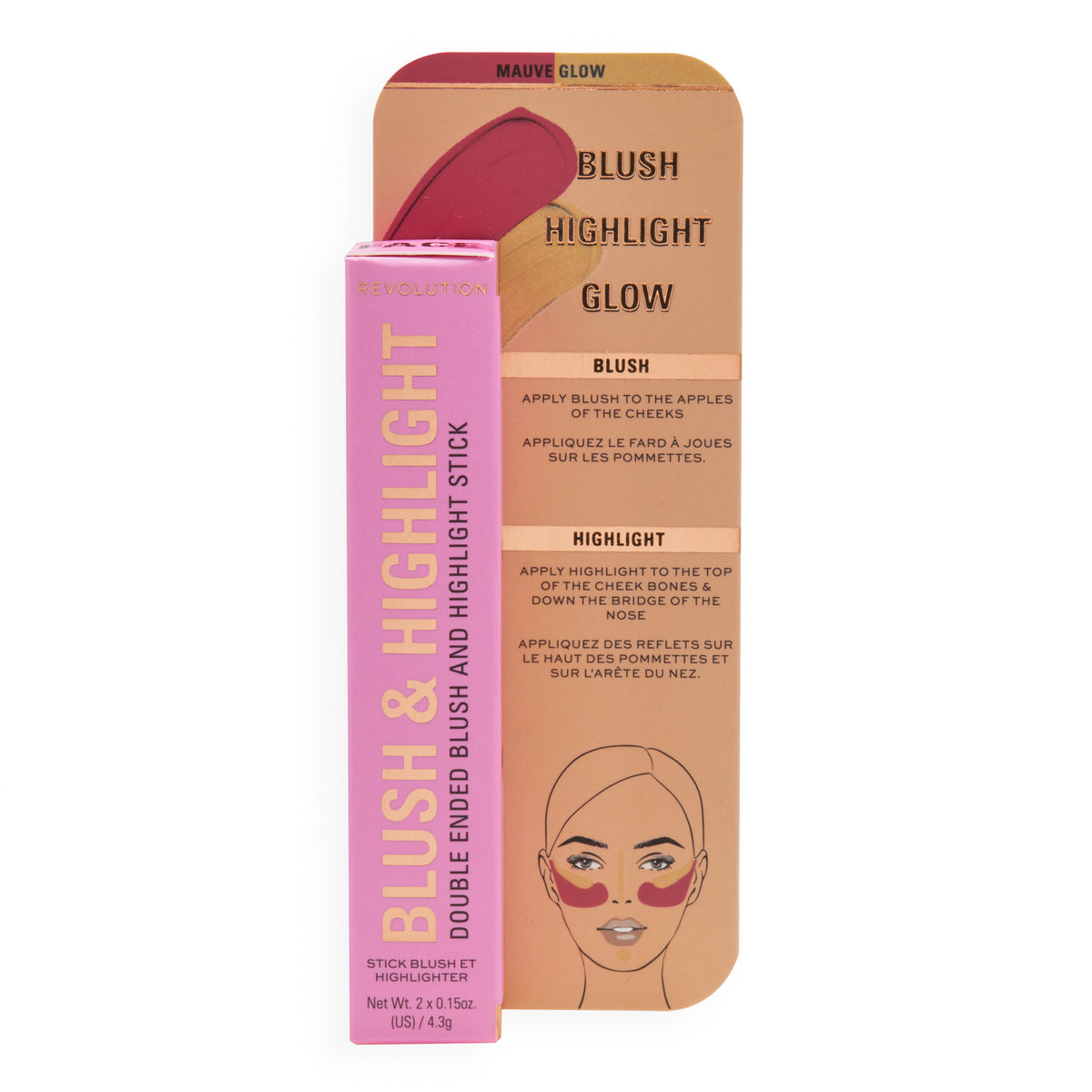 Revolution Blush & Highlight Stick Mauve Glow